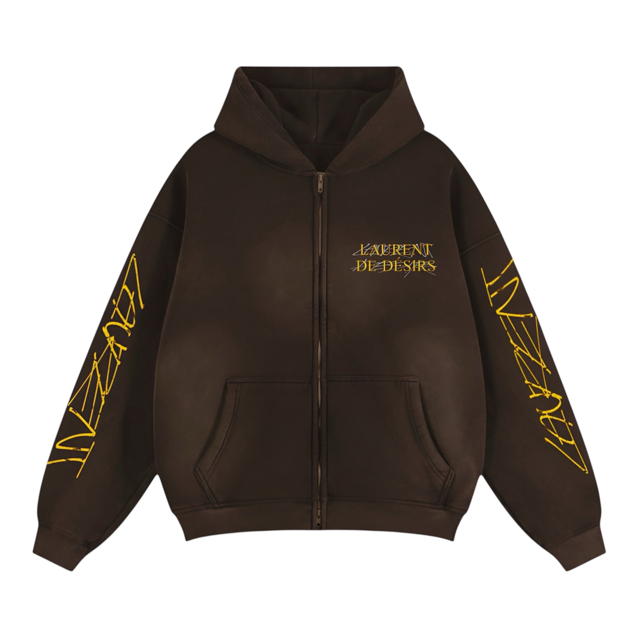 Brown Laurent Graffiti Hoodie